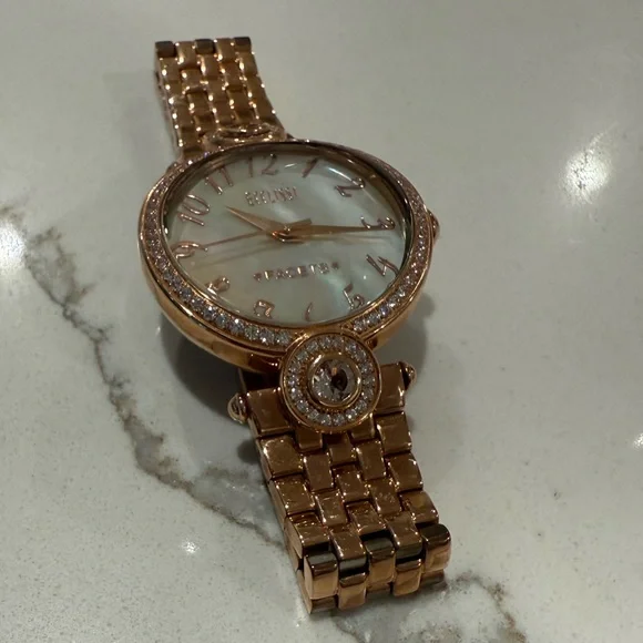 Ecclissi Round Rose Gold Stainless Steel Mother of Pearl Women's Watch - Picture 16 of 16